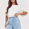 Denim shorts model 228315 Makadamia