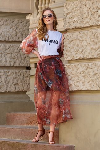881969 Long skirt model 145582 Makadamia