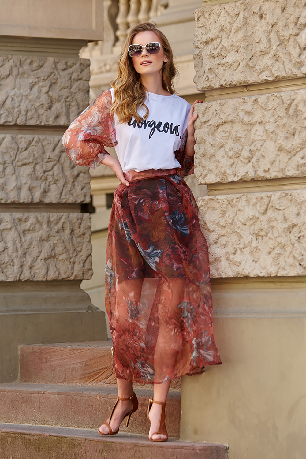 881969 Long skirt model 145582 Makadamia
