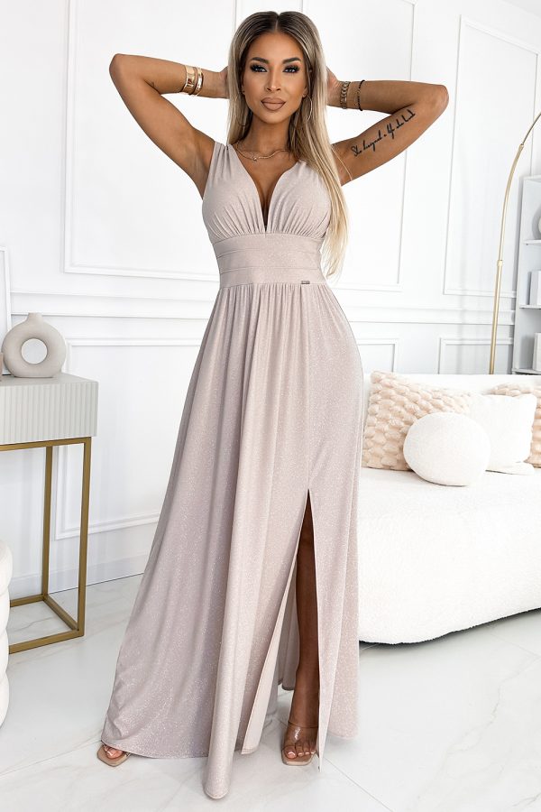 beige Long dress model 193524 Numoco