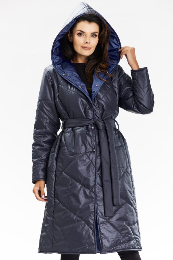 navy blue Coat model 200546 awama