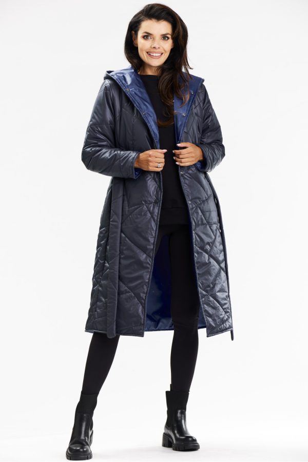 navy blue Coat model 200546 awama