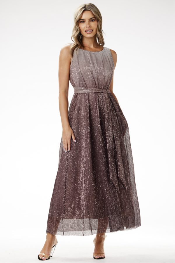 brown Long dress model 204240 awama