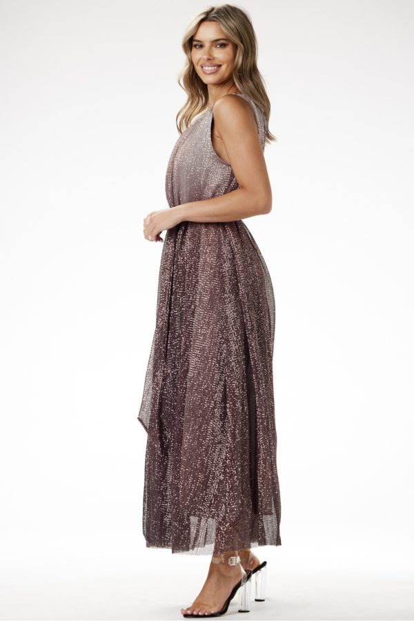 brown Long dress model 204240 awama