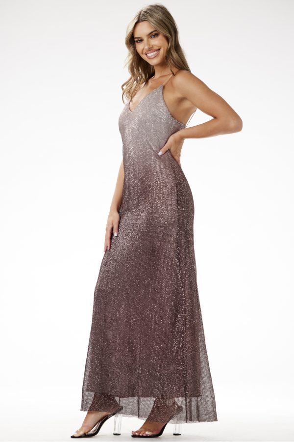 brown Long dress model 204246 awama