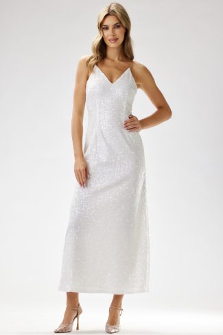 white Long dress model 204259 awama