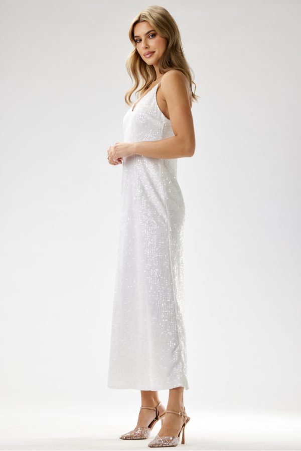 white Long dress model 204259 awama