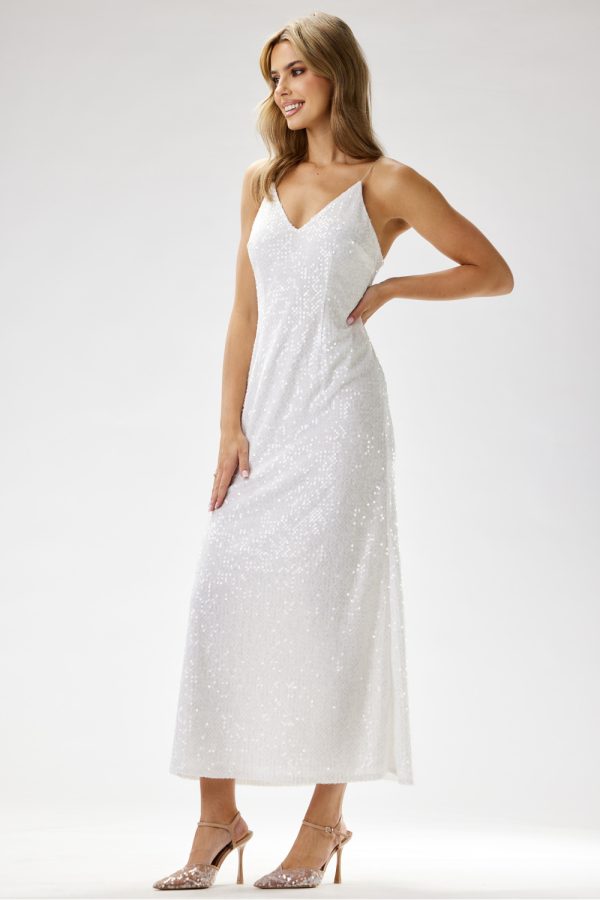 white Long dress model 204259 awama
