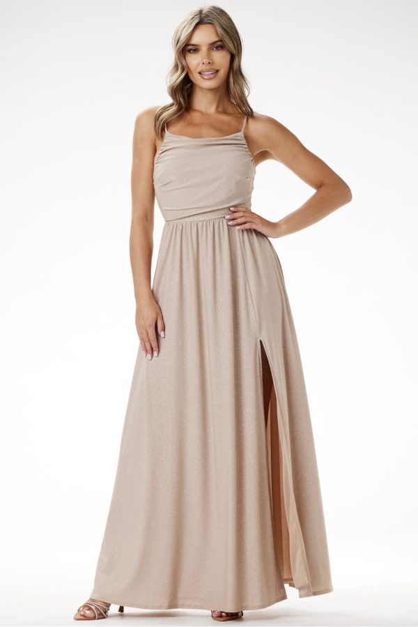 beige Long dress model 204265 awama