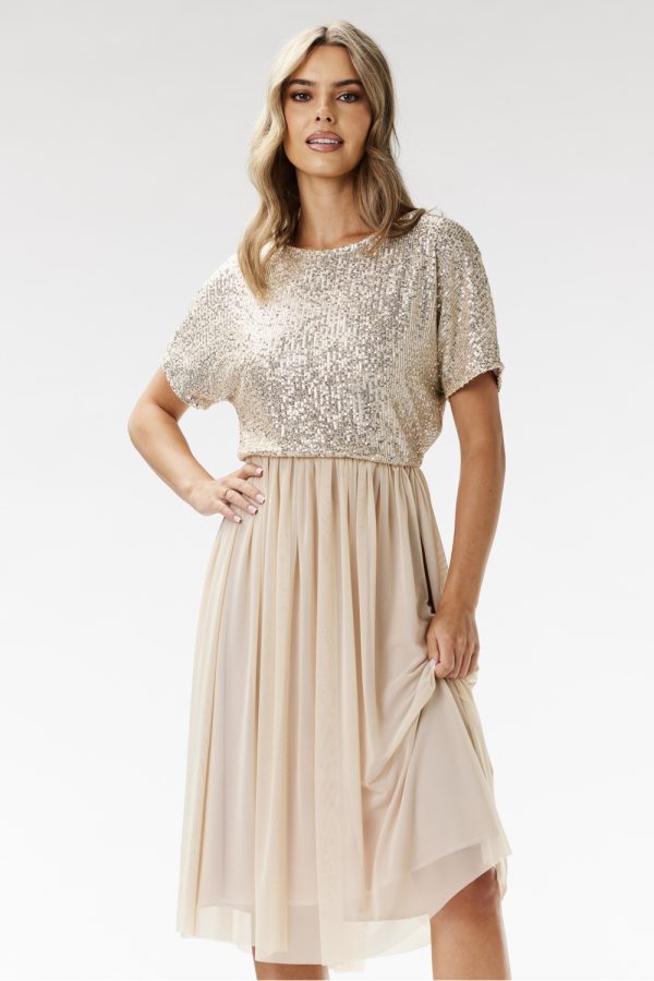 beige Evening dress model 204290 awama