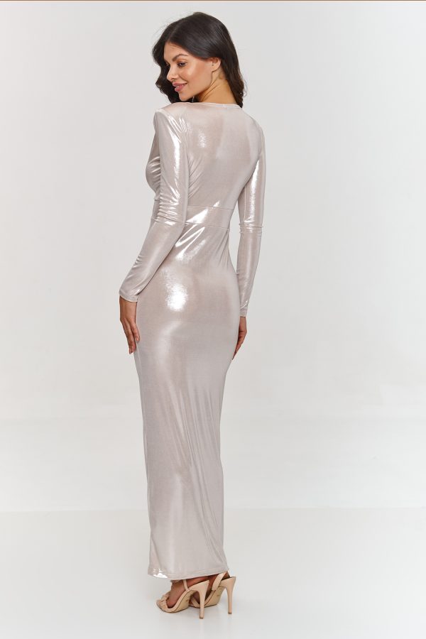 beige Long dress model 209575 Makadamia