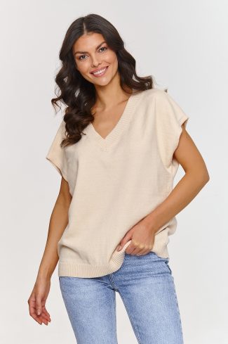 beige Gilet model 209737 Makadamia