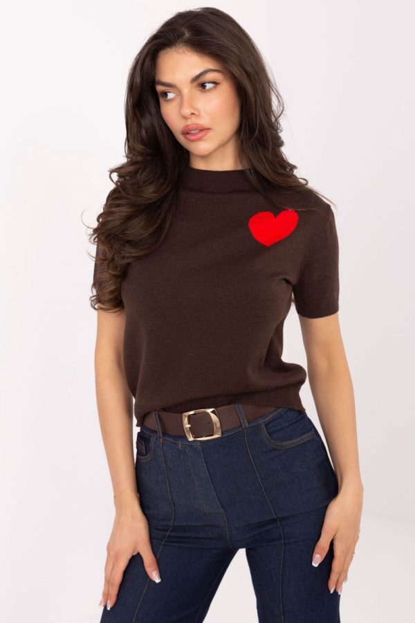 brown Short sleeve sweater model 219593 Factory Price