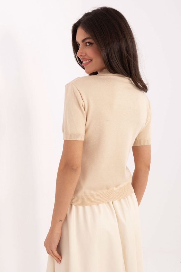 beige Short sleeve sweater model 219595 Factory Price