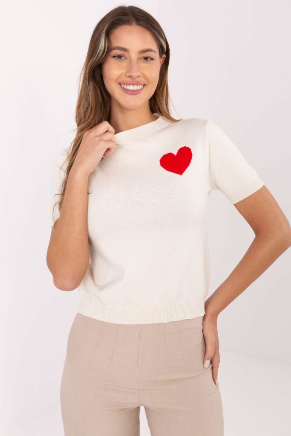 beige Short sleeve sweater model 219972 Factory Price