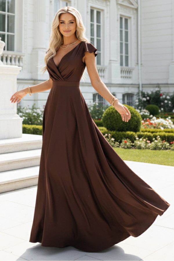 brown Long dress model 220673 Numoco