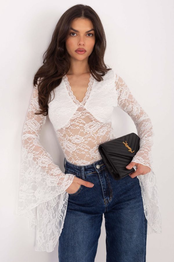 white Lace blouse model 222810 Factory Price