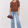1108497 brown Short sleeve sweater model 222835 Factory Price