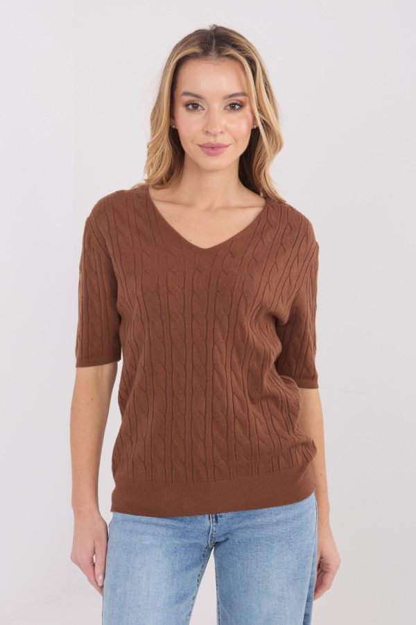 brown Short sleeve sweater model 222835 Factory Price