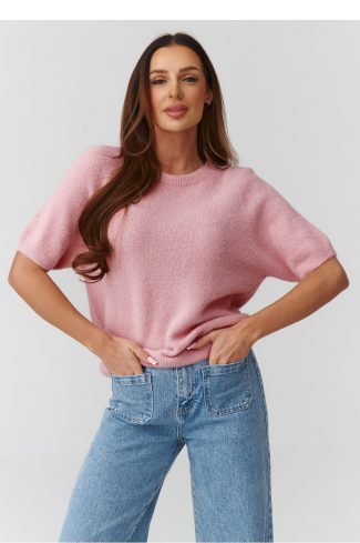 pink Short sleeve sweater model 224079 Makadamia