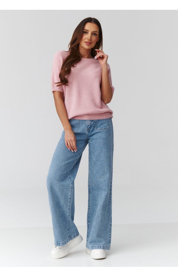 pink Short sleeve sweater model 224079 Makadamia