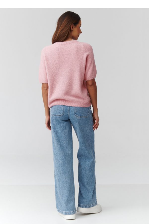 pink Short sleeve sweater model 224079 Makadamia