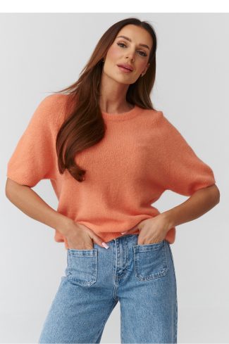 orange Short sleeve sweater model 224080 Makadamia