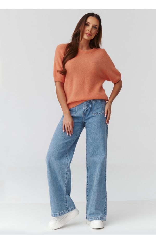 orange Short sleeve sweater model 224080 Makadamia