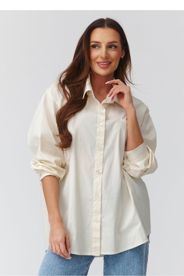 beige Long sleeve shirt model 224101 Makadamia