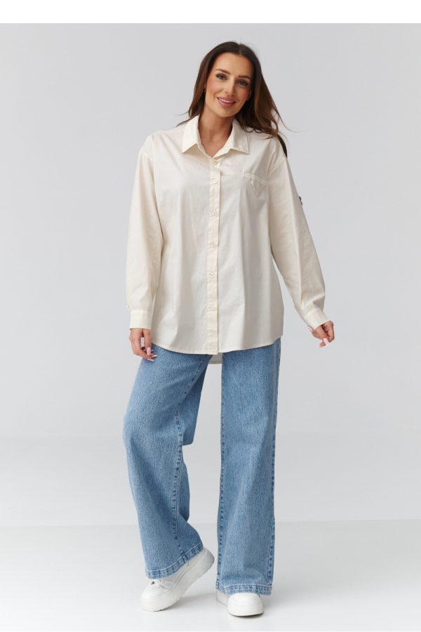 beige Long sleeve shirt model 224101 Makadamia