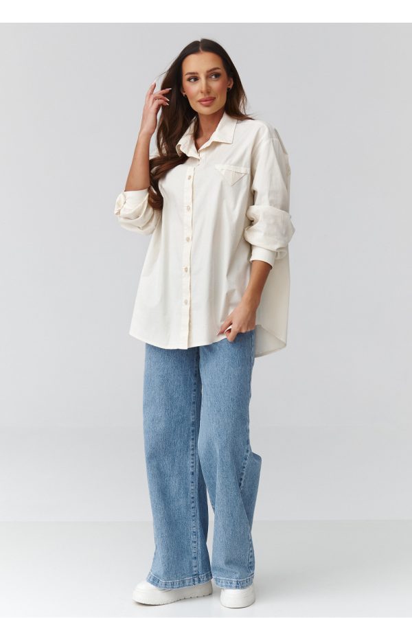 beige Long sleeve shirt model 224101 Makadamia