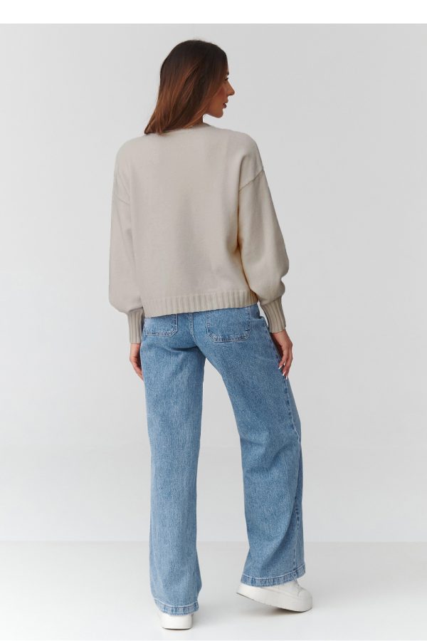 beige Jumper model 224108 Makadamia