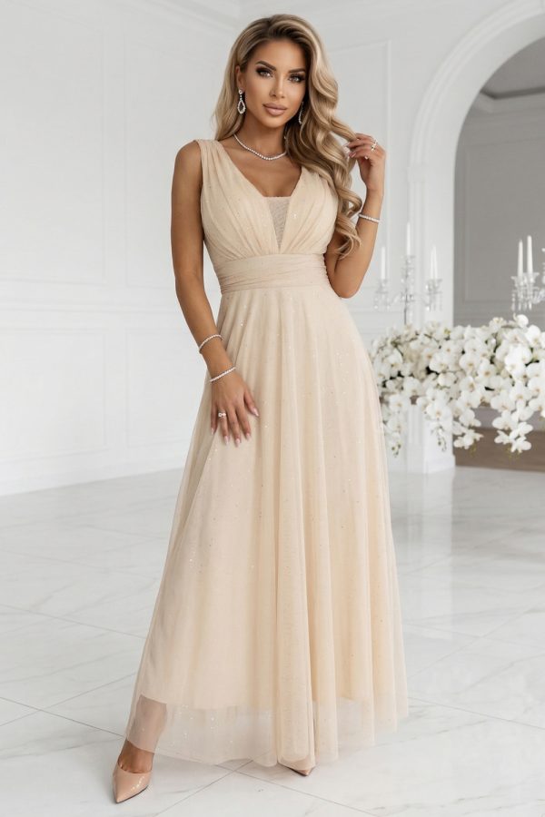 beige Long dress model 227073 Numoco
