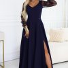 navy blue Long dress model 227099 Numoco