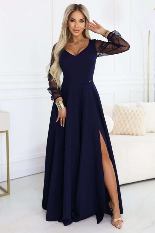 navy blue Long dress model 227099 Numoco