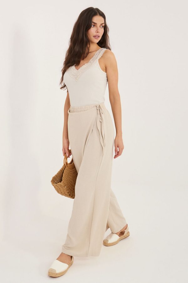 beige Women trousers model 227187 Factory Price