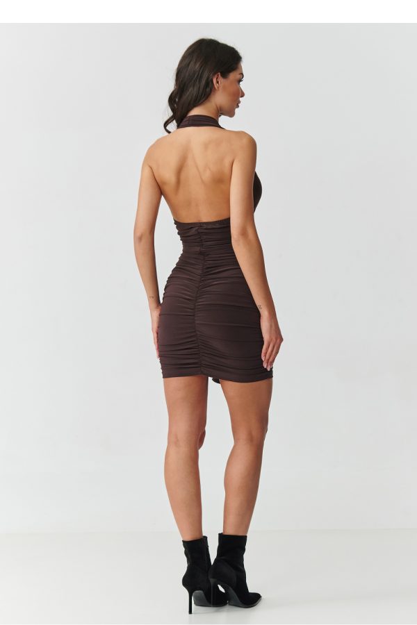 brown Short dress model 228319 Makadamia