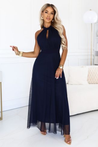 navy blue Long dress model 229081 Numoco