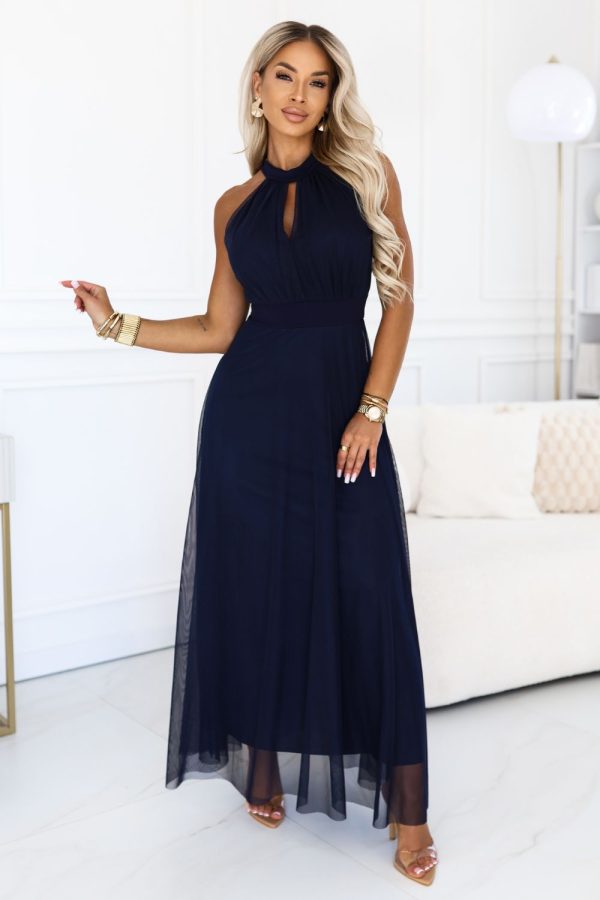 navy blue Long dress model 229081 Numoco