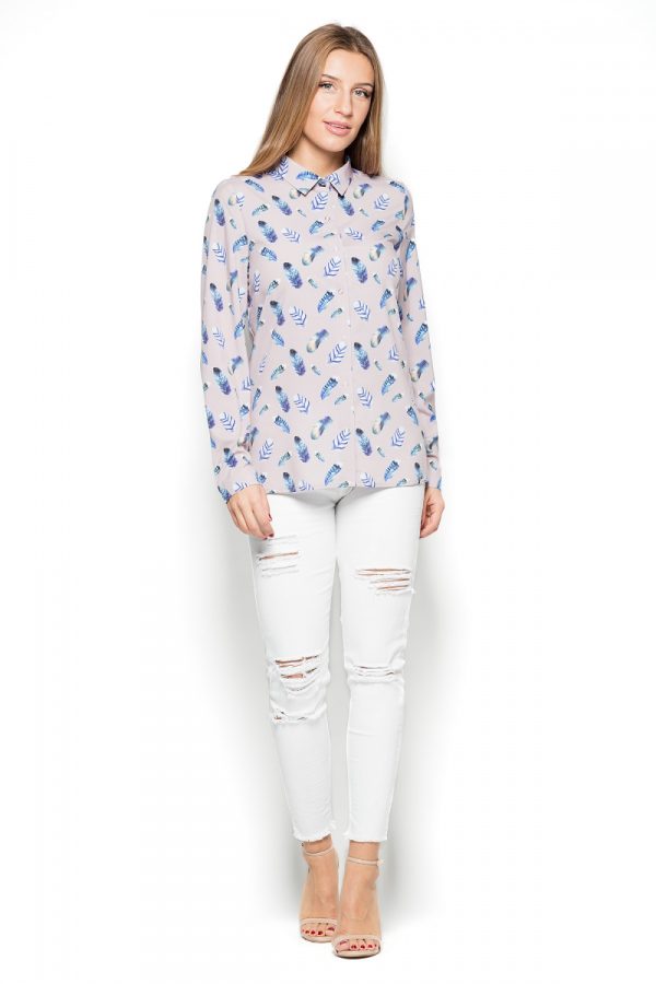 beige Long sleeve shirt model 76983 Katrus
