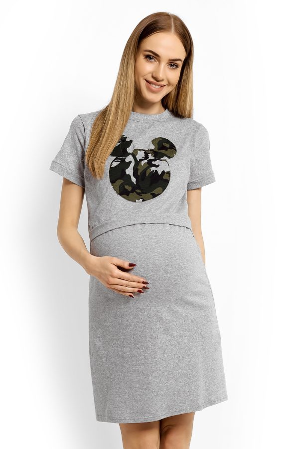 grey maternity nightgown model 113180 PeeKaBoo