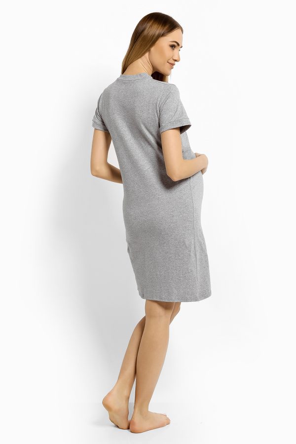 grey maternity nightgown model 113180 PeeKaBoo