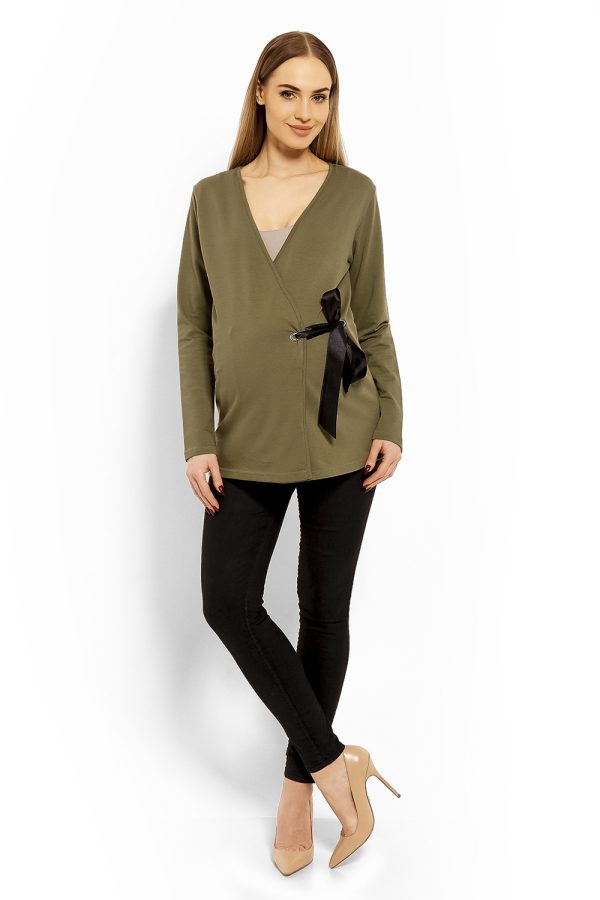 green Maternity blouse model 113239 PeeKaBoo