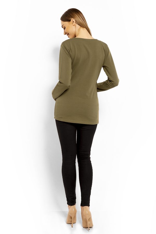 green Maternity blouse model 113239 PeeKaBoo