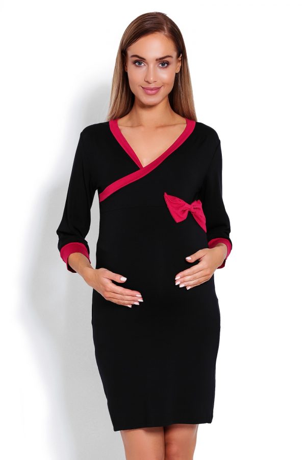 black maternity nightgown model 122952 PeeKaBoo