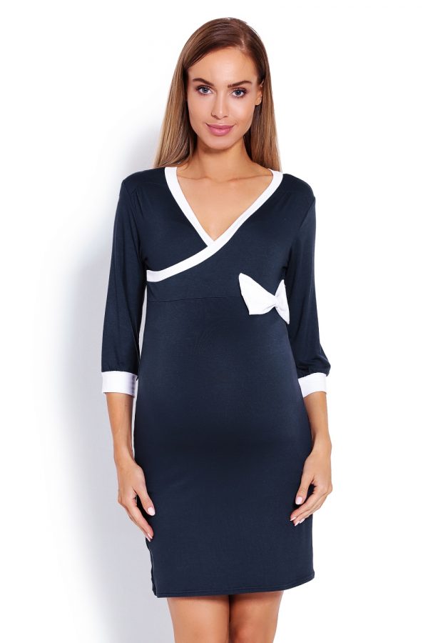 navy blue maternity nightgown model 122953 PeeKaBoo