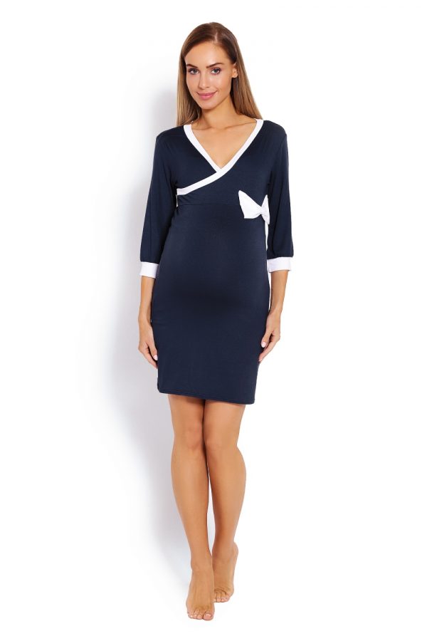 navy blue maternity nightgown model 122953 PeeKaBoo