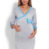 820201 grey maternity nightgown model 122954 PeeKaBoo