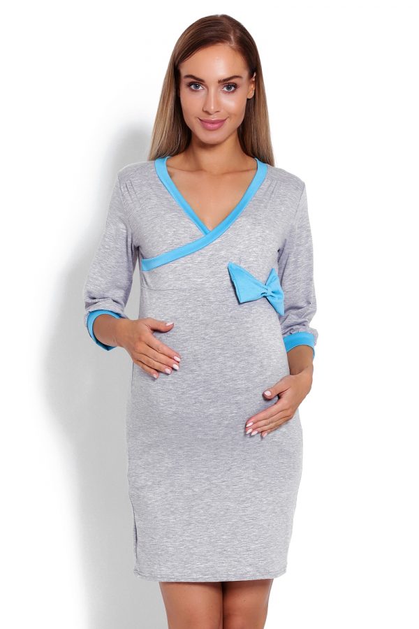grey maternity nightgown model 122954 PeeKaBoo