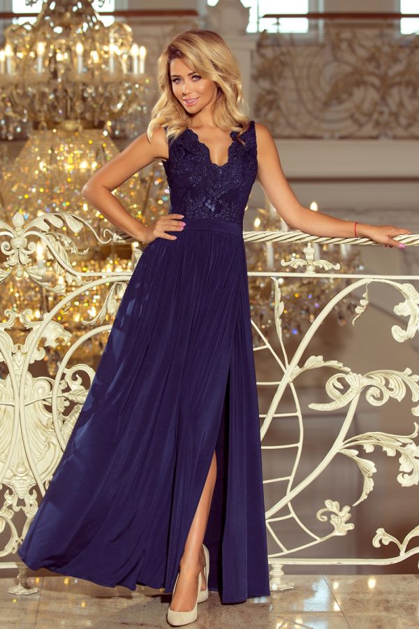 navy blue Long dress model 123050 Numoco